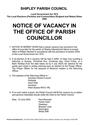 Second vacancy for Parish Councillor